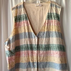 Women's Cherokee Pastel Emgroidered Vest - 3XL - Cotton/Linen Bled